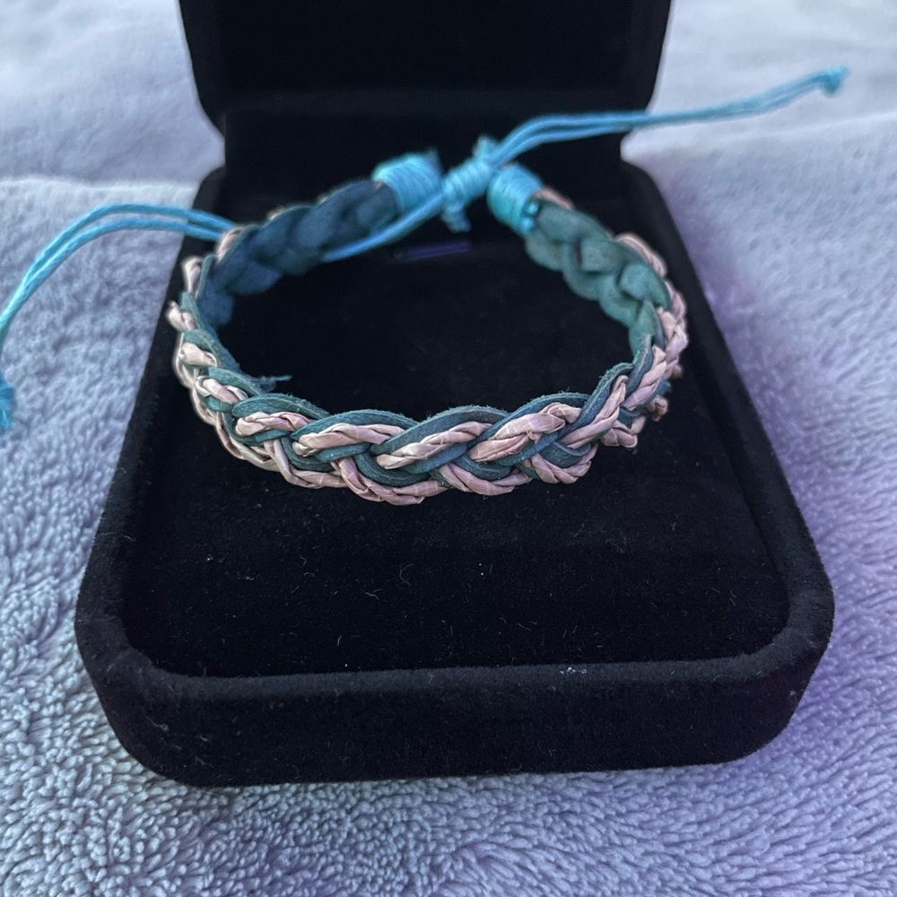 Braided Bracelet with Blue and Cream Accents